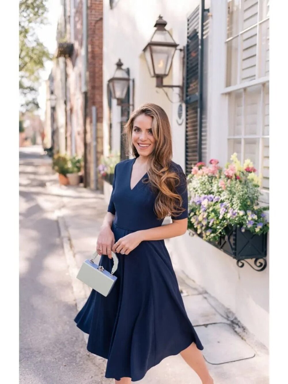 Gal Meets Glam Navy Blue Edith Crepe Fit & Flare Dress NWT, Size 20